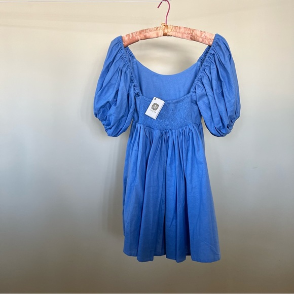 Linen Puff Sleeve Dress - Picture 3 of 14